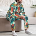 thumbnail image 7 of Honeii Colorful Hawaii Palms Pattern Mens Pajamas Set,2pcs Men's Lounge Long Sleeve Sleep Shirt and Pajama Bottoms Sleepwear Set,Mens Pjs Sets-Medium, 7 of 7