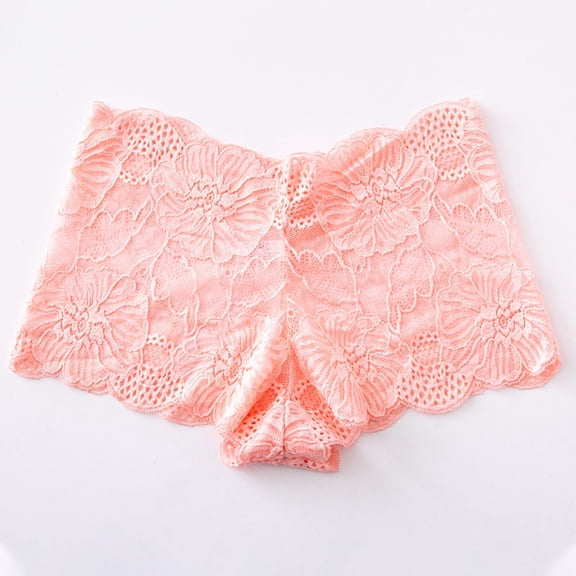 Blmnix Boyshort Panties for Women High Waisted Breathable Briefs Pink Lace Panties Women Cotton Underwear,M