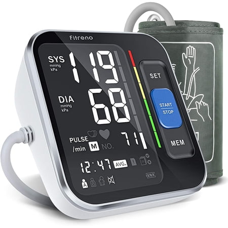Blood Pressure Monitor Upper Arm, Large Screen Blood Pressure Monitors for Home Use Adjustable Arm Cuff, Backlight Display & HR Detection, with Carrying Case for Adult & Pregnancy