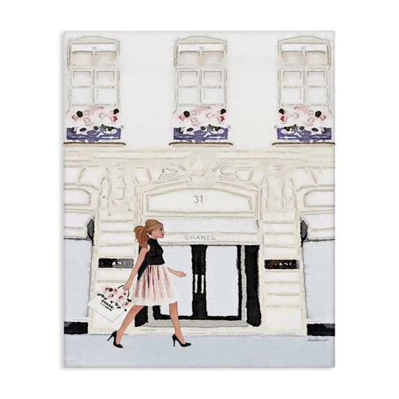 Stupell Industries French Country Fashion Building Woman Shopper Canvas Art, 16 x 20, by Amanda Greenwood