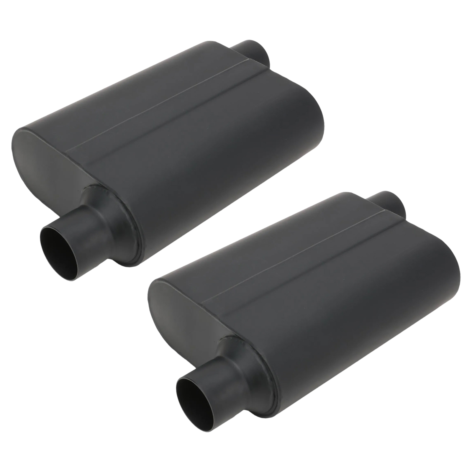 2Pack Welded Chamber Mufflers, 2.5 Inch Offset Inlet/Outlet, Twin