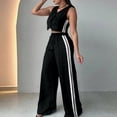 thumbnail image 2 of Women's Color Casual Fashion Sleeveless Vest And Pants Two-piece Set Black L Black L, 2 of 7