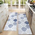 thumbnail image 4 of Kitchen Rugs Sets Of 2,Blue and White Geometric Quatrefoil Pattern Anti Fatigue Kitchen Mat Rugs Non Slip Washable,Decorative Kitchen Floor Mats for Kitchen,Sink,Laundry,17"X47", 4 of 5