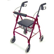 Briggs Healthcare DMI Ultra Lightweight Aluminum Rollator with Straight Backrest Burgundy