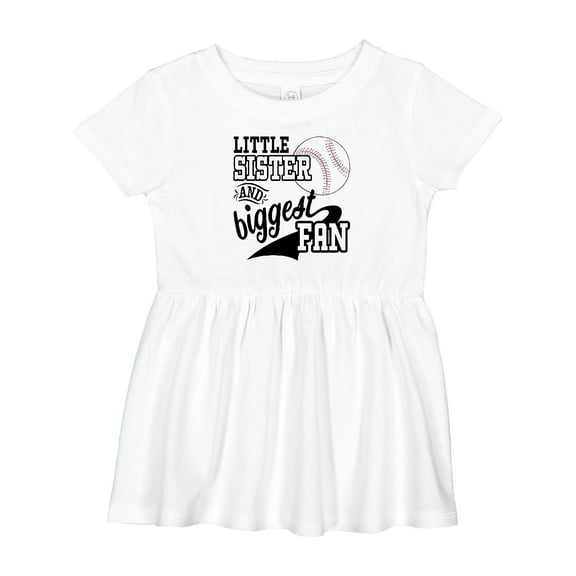 Inktastic Little Sister and Biggest Baseball Fan Girls Baby Dress