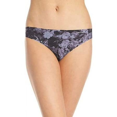 Calvin Klein Women s Invisibles Thong Panty  Lyria Blue Floral  Small