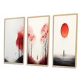 thumbnail image 3 of Designart "Minimal Serenity Moonlit Wanderings II" Abstract Landscape Framed Wall Art Set Of 3 - Red Abstract Landscapes Frame Canvas Set For Living Room Decor, 3 of 6