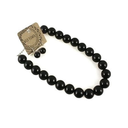 - Black Pearl Necklace w Drop Earring Set - Vintage Inspired - Imitation 3/4 inch Pearl