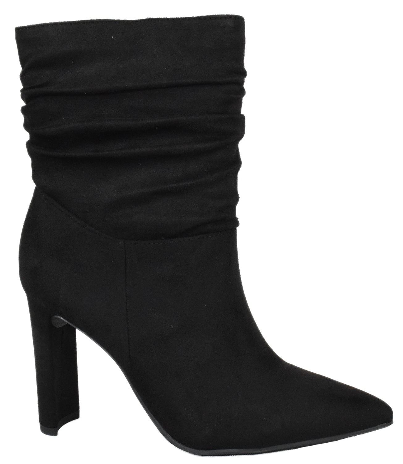 Delicious Women Mid-Calf Short Slouch Boots High Heels Side Zipper