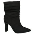 thumbnail image 2 of Delicious Women Mid-Calf Short Slouch Boots High Heels Side Zipper Booties Pointed Toe Public-S Black Suede 8, 2 of 3