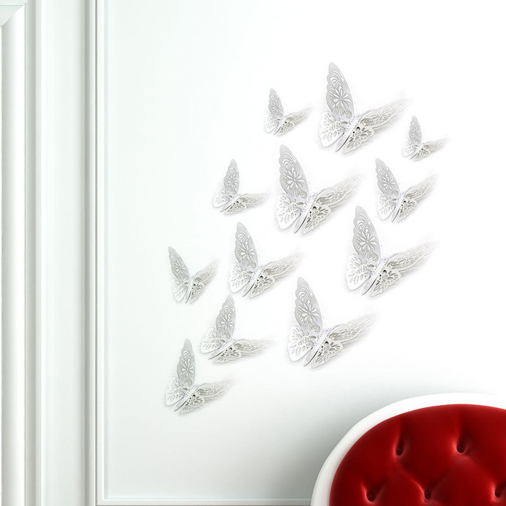 STEADY 3D Luxury 24k Gold Butterfly Wall Sticker Metal Hollow 3D