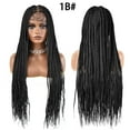 thumbnail image 2 of 34" Long Knotless Cornrow Box Braided Wigs For Black Women Lace Front African Braiding Hair Synthetic Lace Frontal Lightweight Dreadlock Wig (#1B #Black), 2 of 6