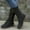 Black, variant on LSLJS Women's Snow Boots Winter Solid Color Medium Tube Flat Front Zipper with Round and Side Zipper