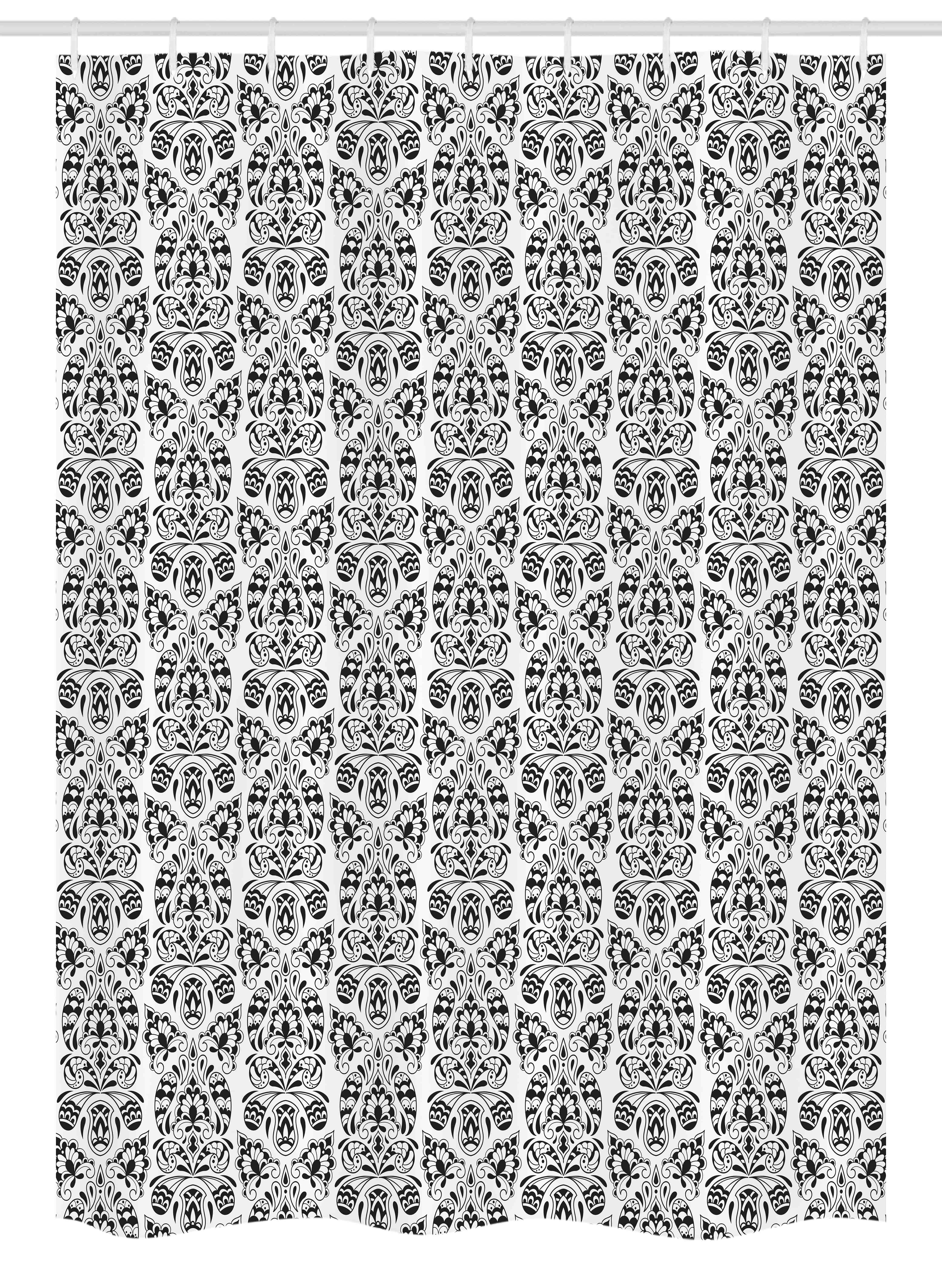 Flower Stall Shower Curtain, Floral Paisley Design with Eastern Effects