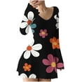 thumbnail image 1 of Tauxra Robe Maxi Décontractée à Manches Longues pour Femmes avec Col en V, Coupe Ample et Jupe Plissée Fluide pour Usage Quotidien et Sorties Décontractées, 1 of 5