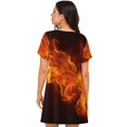 thumbnail image 2 of Bixox Fiery Orange Flames Energy Pattern Women's Nightgown, Soft & Breathable Sleepwear, Round Neck Knee-Length Pajama Dress,Loungewear for Home & Sleep, 2 of 7