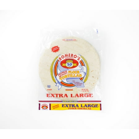 Romero's Premium Quality Flour Tortillas Extra-Large, 8 Count, 25 oz Bag