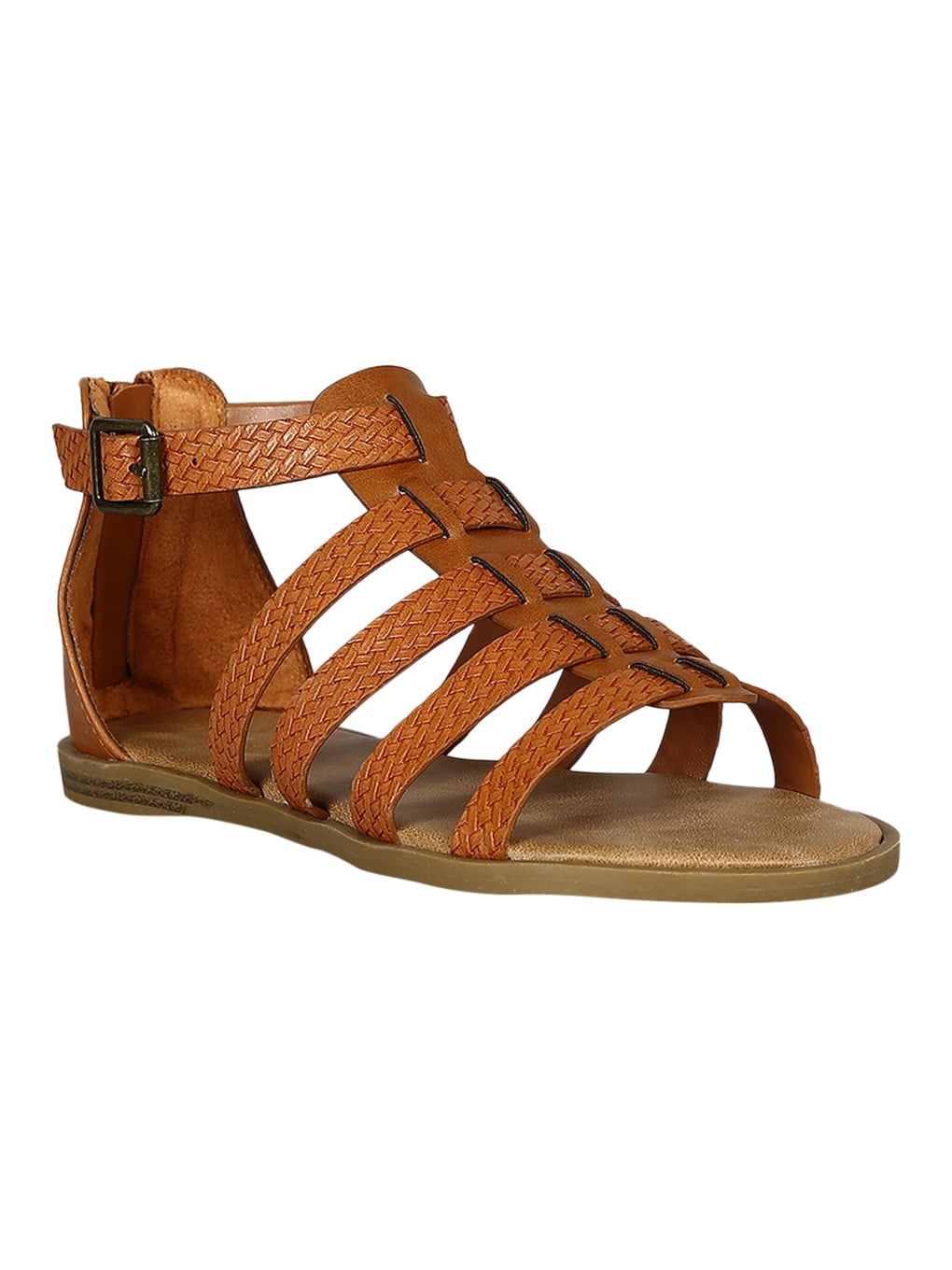 Bamboo Women Leatherette Open Toe Gladiator Flat Sandal 18455