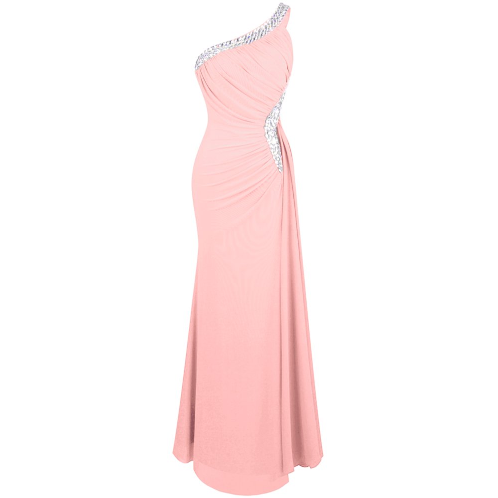 Angel Fashions Angelfashions Women's One Shoulder Ruching Beading
