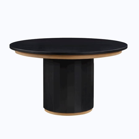 Steve Silver Magnolia 52-Inch Round Table, Black  with Gold Accent