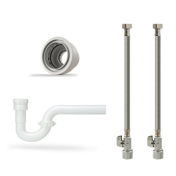 10% Savings Quadratro Single Handle Bathroom Faucet and Installation Kit (Straight Valves), Polished Chrome