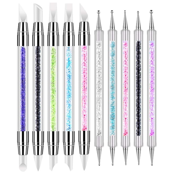 10 Uds. Bolígrafo para tallar uñas en gel, herramienta para puntear uñas, juego de pinceles de silicona para uñas, herramientas para uñas, herramientas para esculpir arcilla de cerámica, bolígrafo par