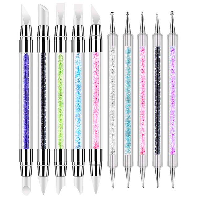 10 Uds. Bolígrafo para tallar uñas en gel, herramienta para puntear uñas, juego de pinceles de silicona para uñas, herramientas para uñas, herramientas para esculpir arcilla de cerámica, bolígrafo par