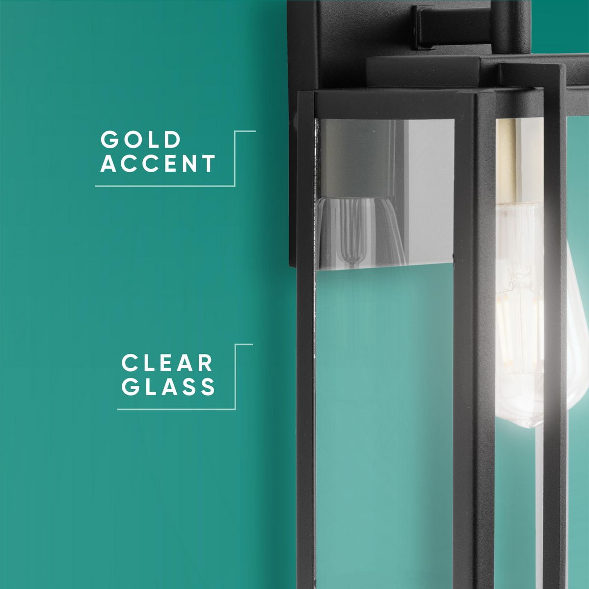 Avec Marimac Collection Modern Craftsman Black Outdoor Wall Lantern with Gold Accent