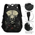 thumbnail image 2 of Hirioo Vintage Winged Rose Skull for Travel Laptop Backpack with USB Charging Port for Men and Women, 2 of 7