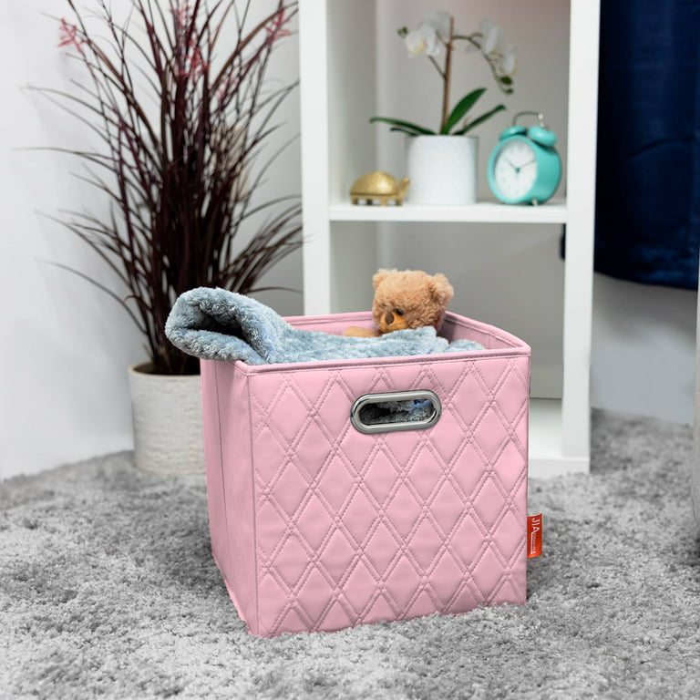 JUNZAN Hot Pink Storage Bins with Lids Collapsible Clothes Toys Storage Box  with Handle Closet Organizer Home Decor Office Basket