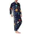 thumbnail image 2 of Salouo Solar System Print Button-Front Long Sleeve Pajama Set for Men, Soft 2Pjs Men's Long Sleeve Sleepwear-XX-Large, 2 of 7