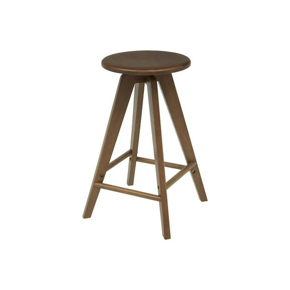 Jonathan Y 25.5" MidCentury Round Solid Wood Backless Counter Stool, Walnut Brown