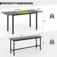 thumbnail image 3 of Costway 3 Piece Dining Table Set for 4-6  63"Kitchen Table with 2 Benches Metal Frame Black, 3 of 10