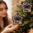 thumbnail image 4 of Christmas Felt Nativity Ornament, Star Shaped Hanging Decoration With Manger Donkey and Sheep for Christmas Tree Wall Door Window Wreath Holiday Decor, 2.36 inch B, 4 of 6