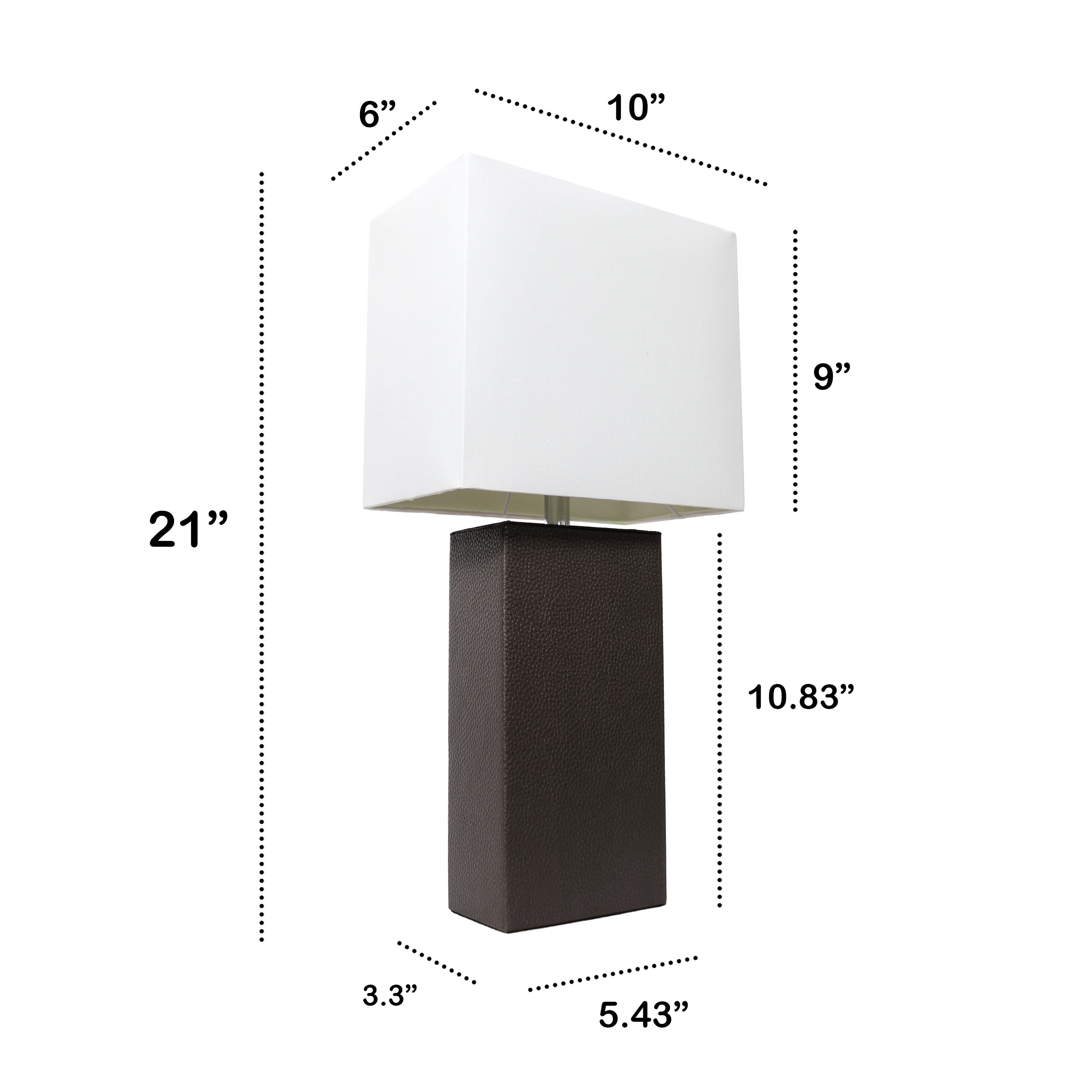 Lalia Home 21" Leather Modern Bedside Table Lamp with LED Bulb, Brown