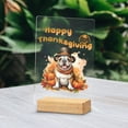 thumbnail image 2 of Happy Thanksgiving Bulldog Welcome Thankful Fall Autumn Pumpkin Acrylic Plaque Sign Ashwood Base Dog Lover Gifts Idea Home Desk Decor - 02021, 2 of 5
