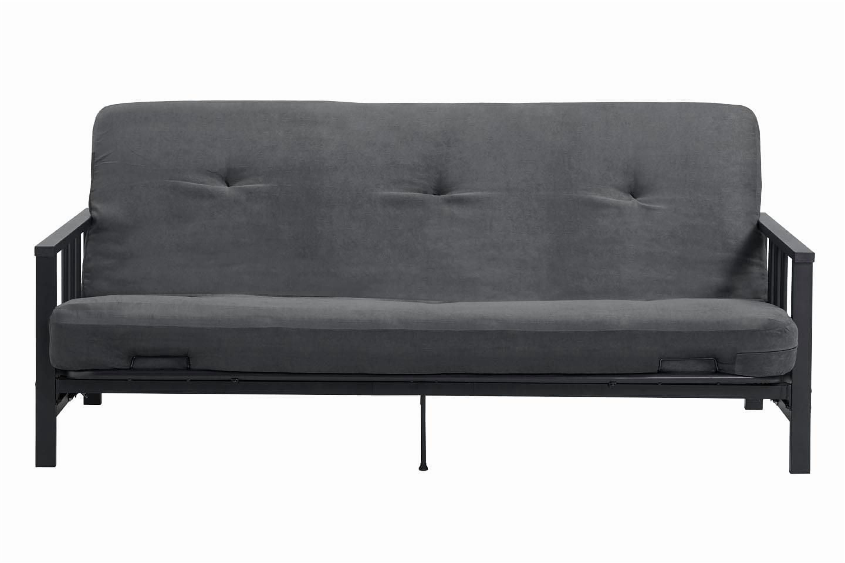 Harlow Full Metal Arm Futon with 6” Thermobonded High Density Polyester Fill Futon Mattress