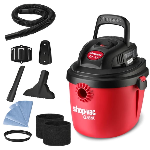 Aspiradora en Húmedo/Seco Shop-Vac Portátil Negra con Soporte de Pared para el Hogar y Lugar de Trab