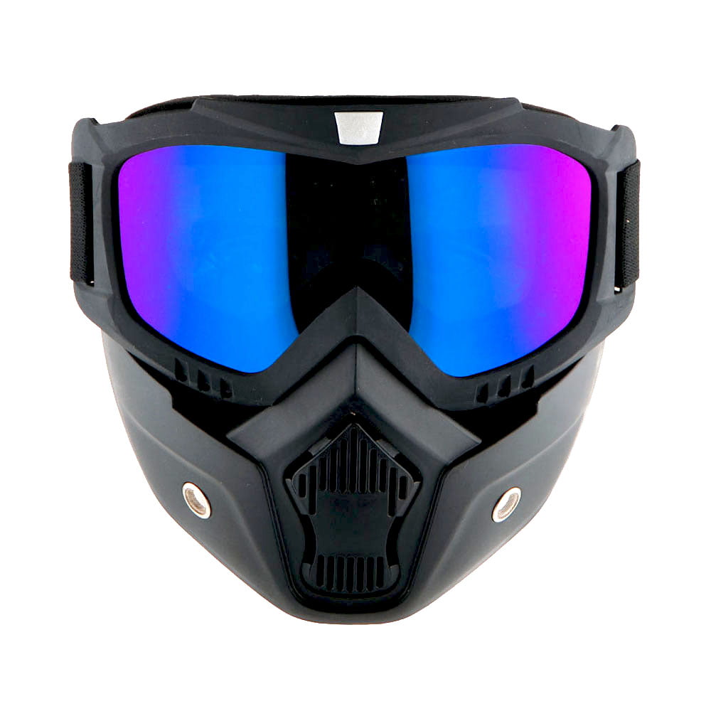 BJ Global Motocross Goggles Glasses Helmet Mask Detachable Goggles And Mouth Filter for modular Open Face Moto Vintage Helmet Mask 10 Colors