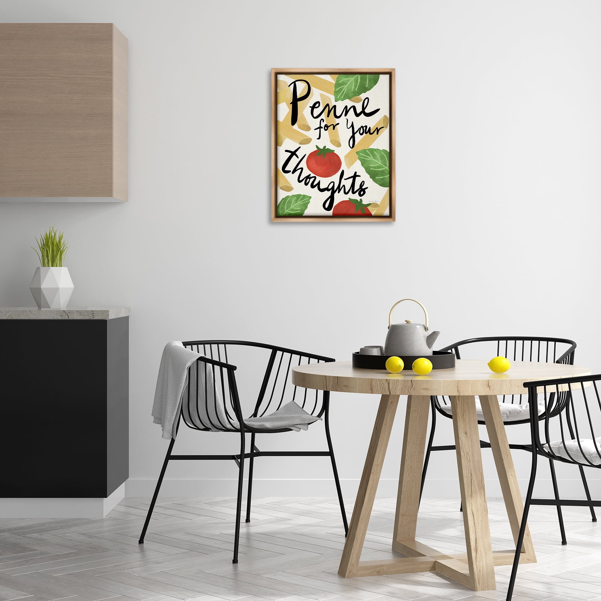 Stupell Industries Penne For Your Thoughts Food & Beverage Painting Brown Floater Framed Art Print Wall Art, 17 x 21
