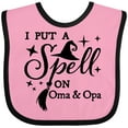 thumbnail image 3 of Inktastic I Put a Spell on Oma and Opa Witch Hat and Broom Boys or Girls Baby Bib, 3 of 4
