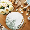 thumbnail image 2 of Wildflower Leaf Round 15 Inch Placemats Set of 6, Green Floral Botanical White Watercolor HeatResistant Non Slip Place Mats for Dining Table, Wipeable Braided Kitchen Table Mats for Housewarming, 2 of 9