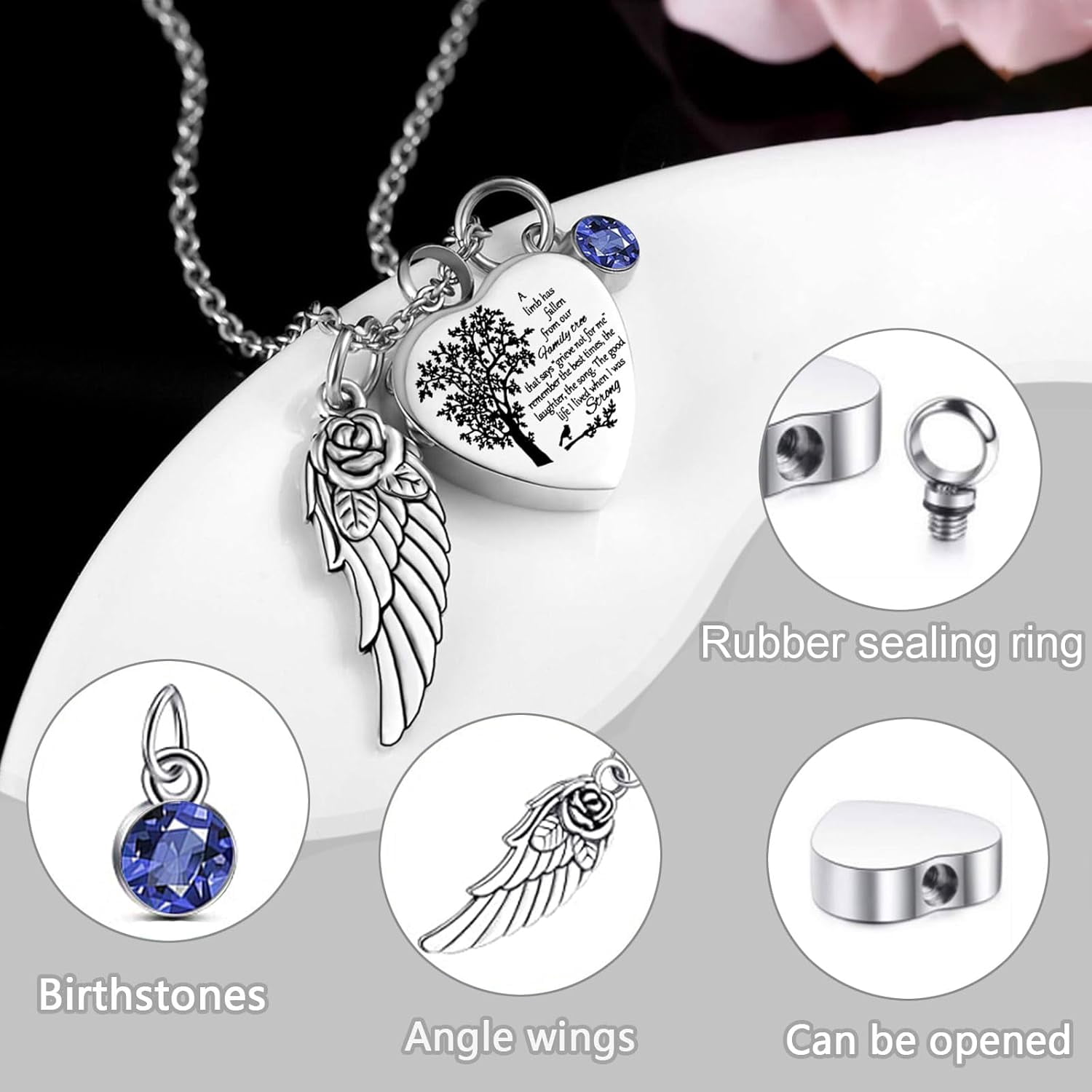 Cremation Urn Necklace for Ashes Set of 6- Small Cremation Urns for Human/Pet Keepsake Sharing Urns Memorial Ashes Holder-a Limb has Fallen from the Family Tree (6Pcs-Blue)