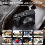 4K Digital Camera,16X Digital Zoom,64MP Front and Rear Camera for Photography and Video Autofocus Anti-Shake,Vlogging Camera with Ultra Bright Flash-Black