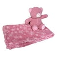 thumbnail image 6 of SONA G DESIGNS Baby Unisex Soft Blanket with French Terry Small Plush Toy Git Set Lion Elephant Bear - Embroidery Available Raspberry Bear Set, 6 of 9