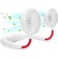 thumbnail image 1 of Ventilador de cuello RJVW portátil, manos libres, USB, recargable, blanco, 1 of 4
