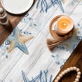 thumbnail image 3 of Blue Turtle Coastal Table Runner 36 Inches, Beach Coral Nautical Starfish Sea Eucalyptus Retro Bed Runner Dresser Scarves Tabletop for Indoor Outdoor Parties/Ceremony/Banquet, 13"x 36", 3 of 9