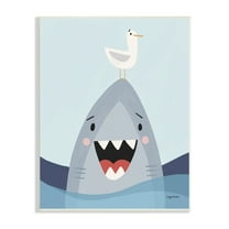 Stupell Industries Quirky Smiling Shark Seagull Nautical Ocean Waves , 10 x 15, Design by Kyra Brown