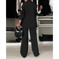 thumbnail image 4 of CHICME Two Piece Sets for Women Striped Side Lapel Long Sleeve Button Blazer and Straight Leg Pants with Pockets Business Casual Set Black-L, 4 of 9