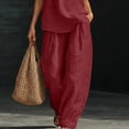 thumbnail image 5 of Favoffer Womens 2 Piece Outfits Sleeveless Solid Color Top Elastic Waist Pocketed Pants Casual Matching Sets for Daily Outdoor Travel Lounge Weekend, 5 of 8